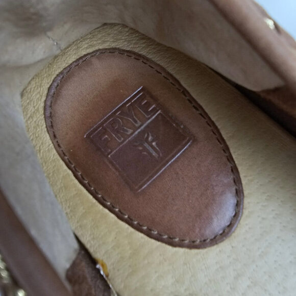 Frye Brown Leather Reagan Braided Lace Up Loafers Size 11 - Picture 7 of 8